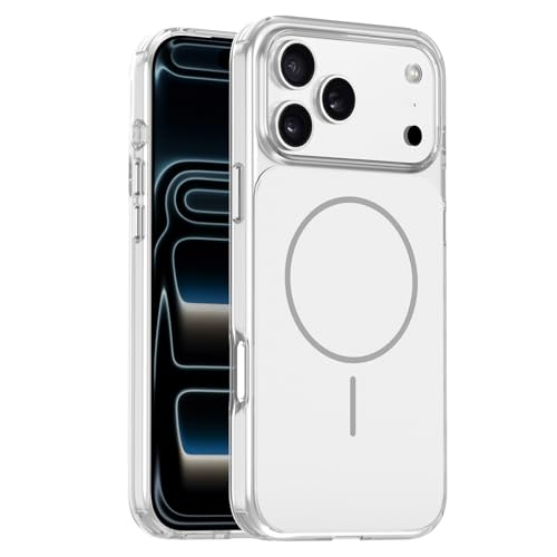 Housse iPhone 17 Pro induction avec anneau magnétique puissant et coque fine antichoc blanche