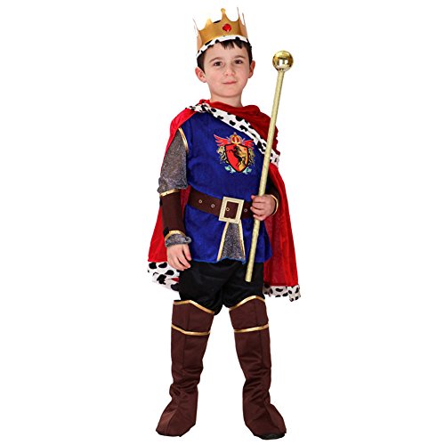 LOLANTA 7PCS Ragazzi Medievale Principe Re Costume Bambino Halloween Principe Cosplay (8-9 Anni)