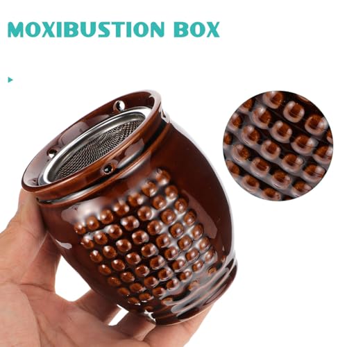 KOMBIUDA Ceramic Moxibustion Pot con Copa para Raspar para Terapia Corporal Resistente a Altas Temperaturas Manual Caja de Moxibustión para Uso en Casa Bienestar miniatura 4