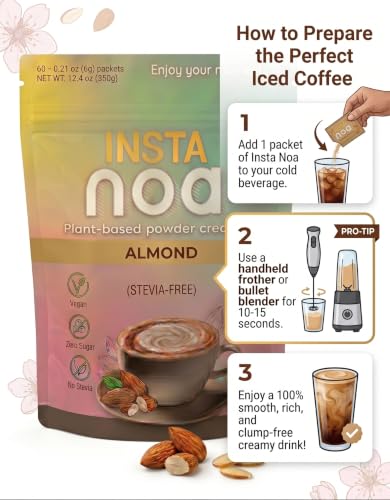 NOA Powder Coffee Creamer, Almond, No Stevia, 30 Sachets — view 5