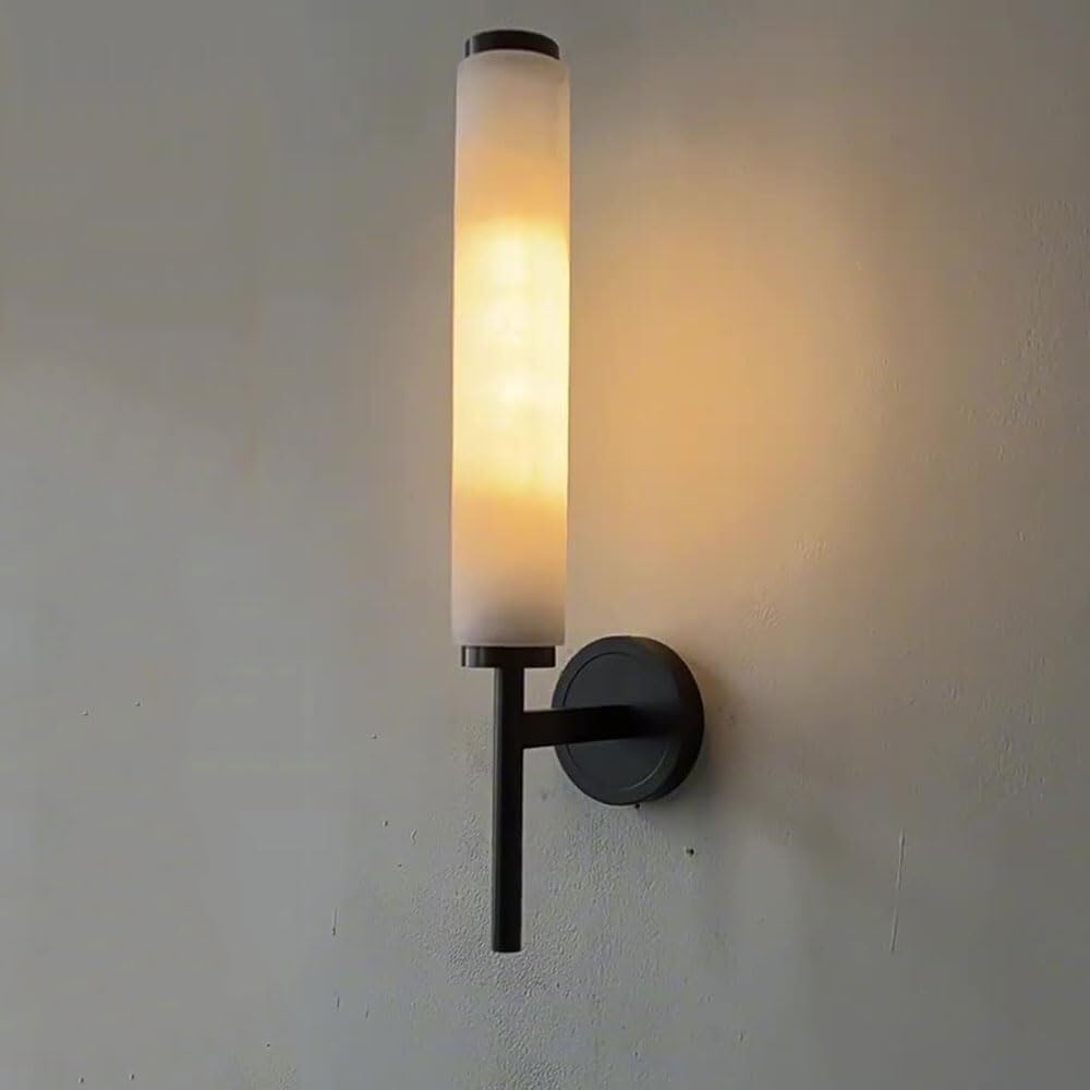 HXYSXHJUO Nordic Marble Wall Lamp Gold Wabi Sabi Cloud Stone Sconce Vanity Brass French Milk Glass Mounted for Bedroom Bedside Living Room Study Corridor Entryway(Black,1-Light)