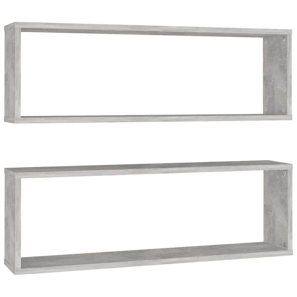 vidaXL 2X Estante Cubo Pared Estantería Colgante CD Libros Coleccionables Fotos Premios Decoración Librerías Contrachapada Gris Cemento 80x15x26,5 cm