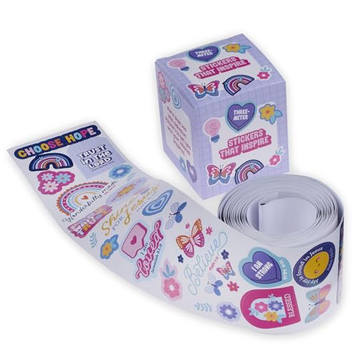 Image of Christian Art Gifts Multicolor Inspirational Scripture Faith-based Sticker Roll for Girls: Over 200 Self-Adhesive Stickers, Encouraging Quotes & Verses, Cute Shape & Size Variety, Easy-Peel for Crafts