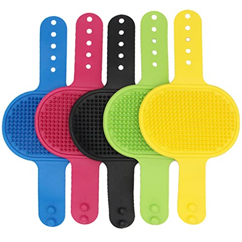 5pcs Dog Bath Brush Pet Shampoo Brush Bath Comb Grooming Shedding Brush Adjustable Ring Handle for Long Short Haired Dogs Cats