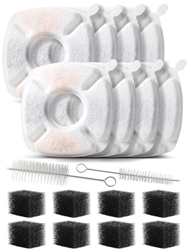 18 Pcs Cat Water Fountain Filters Compatible with Veken 95oz/2.8L Pet Fountains, Replacement Filter Kit with Sponges & Brushes, Triple Filtration for Fresh Clean Water, 2025 Upgraded