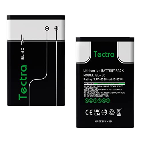 TECTRA 2-Pack 1580mAh BL-5C Rechargeable Battery Suitable for Household Portable Radio with Overcharge Protection