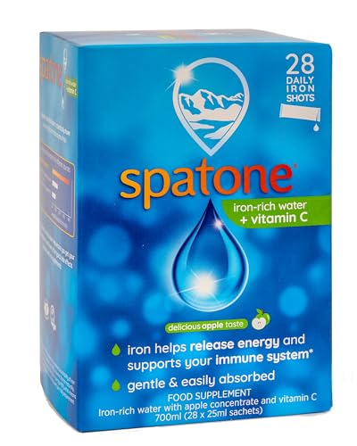 Spatone Natural Iron Supplement + Vitamin C (28 Sachets) Daily Convenient Liquid Iron Sachets Nothing Artificial Better Absorption than Tablets Less Side Effects Apple Flavour