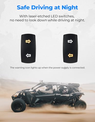 Image of KEMIMOTO UTV Turn Signal Kit with 4 Amber Light and 2 Red Light | Pre-Wired, Plug and Play, with Rocker Switch, UTV Street Legal Kit Compatible with Polaris, Can-Am