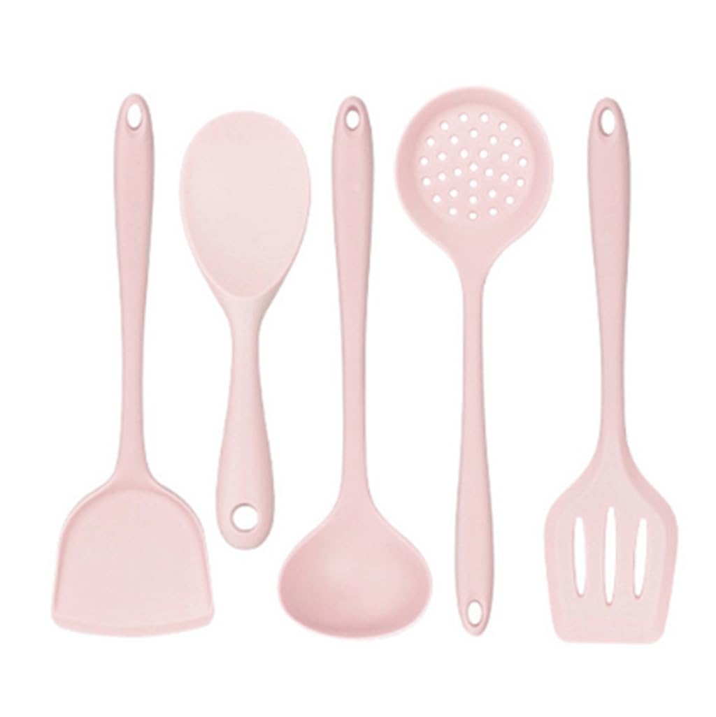 Suppenlöffel, Küchenhelfer, hitzebeständig, Spatel mit Schlitz, lebensmittelechtes Silikon, 5 Stück/Set, Küchenutensilien zum Kochen