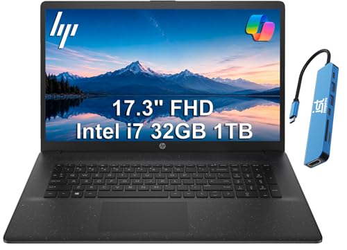 Image of HP 17 Laptop, 17.3 inch FHD Anti-Glare, Intel Core i7 150U, 32GB RAM, 1TB SSD