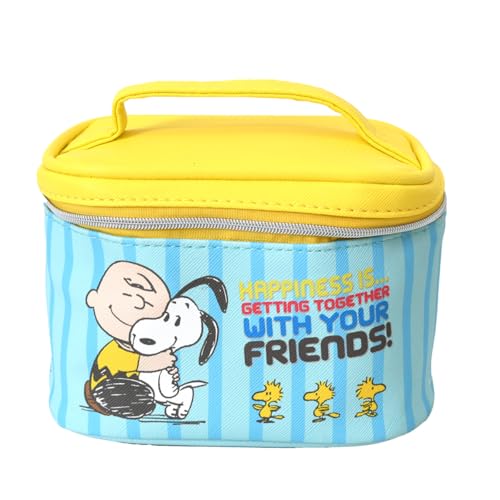 スヌーピー★仕切り付きバニティポーチ レディース かわいい キャラクター snoopy メイクボックス 小さめ 小さい C(イエロー) F