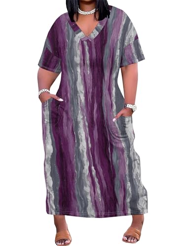 Image of SUZONANA Plus Size Dresses for Curvy Women African Print American Dress Summer Outfits Casual Loose with Pocket