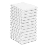 ZUPERIA Bar Mop Kitchen Towels - Pack of 12 (16'x19”) 100% Ring Spun Cotton - Dish Washcloths For Superb Cleaning and Less Lint - Highly Absorbent Dish Cloths and Dish Towels For Everyday use (White)