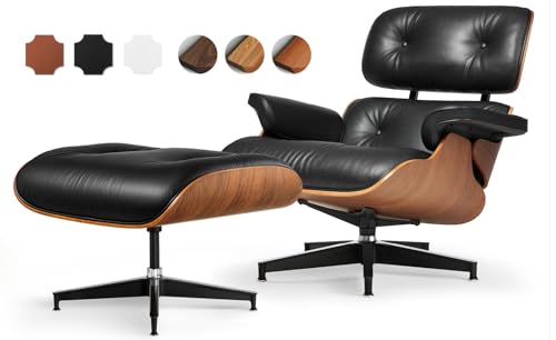 Top Grain Leather, Mid Century Chaise Lounge Chair Indoor, Chair with Ottoman, Reading Chair,...