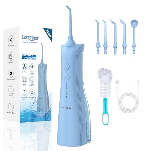 Nettoyeur de dents rechargeable Leominor S bleu pour garder une hygiène irréprochable en voyage