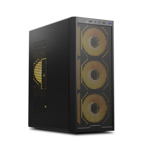 ATX PC Case | Mid Tower Computer Case Fits max 320mm GPU & ATX PSU | Pre-Installed 120mm *1 Rear Fan | Full Tower Desktop Chassis for Business, Compatible MATX/ITX motherboard/360mm RAD, Black-S5