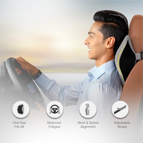 Image of Frido Ultimate Car Comfort Combo | Neck Rest, Backrest & Wedge Seat Cushion Combo of 3 | Ergonomic Neck, Back & Seating Support | Driving & Daily Commutes | Posture Correction | Universal Fit | Grey