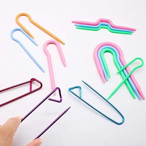 Artisan-SH 13 Pcs Cable Knitting Needles Cable Needles Set with Knitting Stich Holders, Color Mixing Cable Needles Knitting Pins Practical Knitting Tools