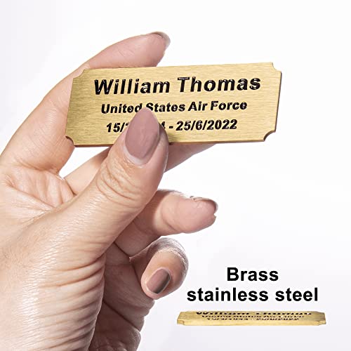 Image of Personalized Name Plates, Deep Engraved Plaque, Brass Trophy Plates Engraved, Custom Name Plate with Adhesive Backing or Screws, 3 inch W x 1.2 inch H