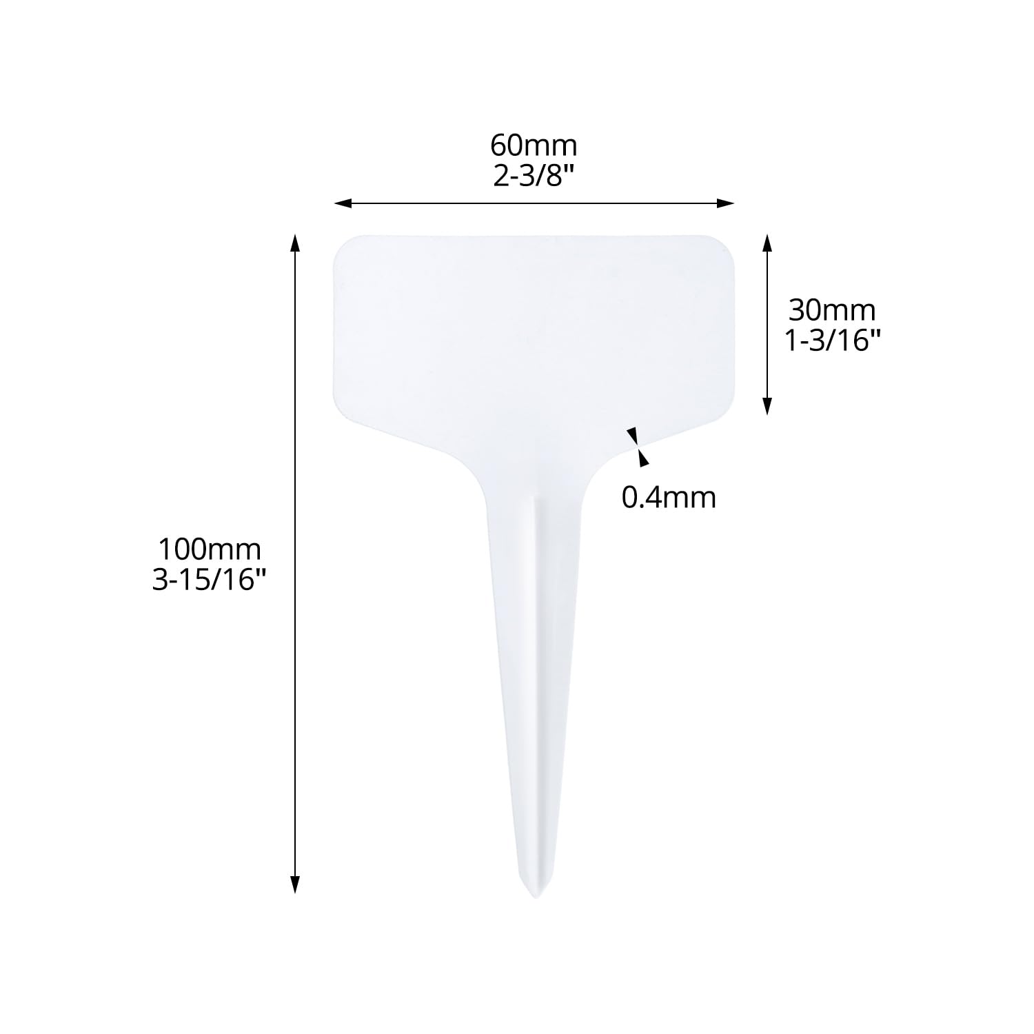 QWORK® 100 etykiet na rośliny, 6 x 10 cm, duże plastikowe tabliczki do roślin, etykiety ogrodowe, do warzyw, sadzonek, kwiatów, typ T