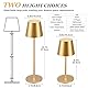 PreeOtti Tischlampe Kabellos, LED Tischleuchte Akku Dimmbare mit 3 Farbtemperatur, Stufenlos Dimmbar, Touch Lampe mit USB-C Aufladbar für Outdoor Nachttisch Esstisch Camping(Gold)