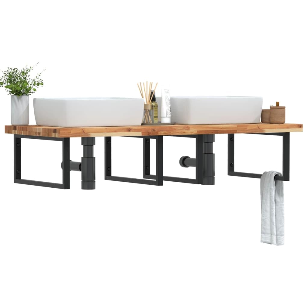 Étagère de lavabo murale en acacia pour optimiser l'espace de votre bain
