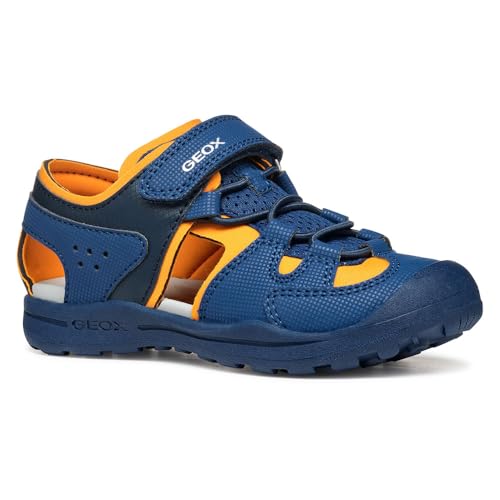 Geox J VANIETT Boy A Sandal, Navy/Orange, 34 EU