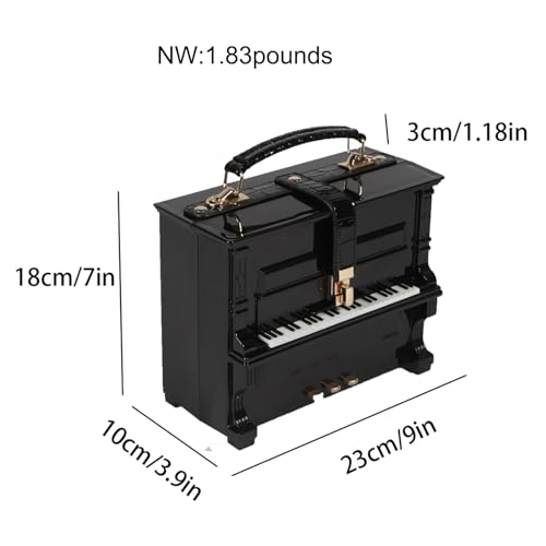 Women Piano Shaped Crossbody Shoulder Bag Handbag Acrylic Unique Novelty Piano Purse2