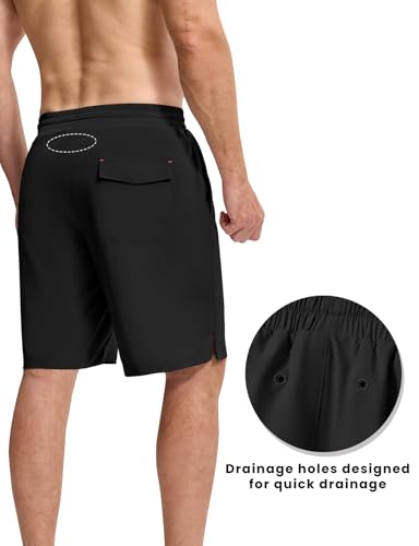 BGOWATU 2 in 1 Men's Swim Trunks Board Shorts with Compression Liner Quick Dry Bathing Suit 9" Beach Shorts with Pockets2