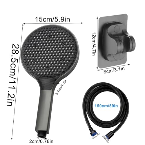 Pommeau de douche 3 types de jets grand diamètre avec flexible 1.5M - 3