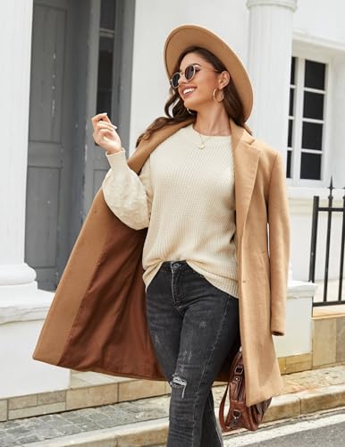 Zeagoo Damen Pullover Langarm Winter Leichter Pullover Rundhals Einfarbig Strick Pulli Zopfmuster Pullover S