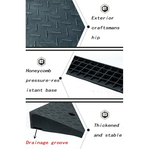 Rampas portátiles de caucho-plástico, 50x32x8 cm para sillas de ruedas, scooters eléctricos miniatura 6