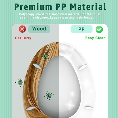 Image of Black Toilet Seat Elongated, 18.5 x 14.2 Inch, Slow Close, Bottom-Mount Design, Fits 2-Piece Toilets, Durable & Easy to Install, PP Material Safe and Durable