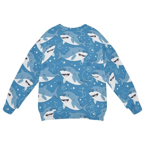 JUNZAN Cute Shark Stars Bubbles Blue Little Kids Sweatshirts Hoodies Fleece Sweatshirt With Hoodie Sports 4T2
