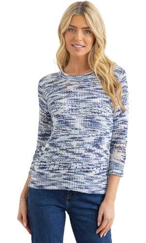 Image of Klass Space Dye Open Tape Yarn Knit Jumper - Blue/White - L