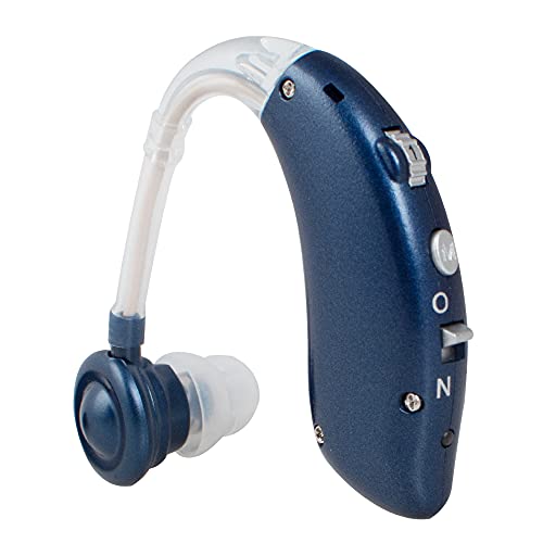 Hearing Aids, Carejoy Hearing Aid for Seniors Rechargeable with Noise Cancelling,Digital Hearing Amplifier for Hearing Loss, Digital Ear Hearing Assist Devices BTE Ear Aids with Volume Control -Blue