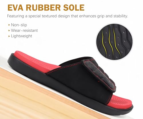 Image of ONCAI Mens Sandals Adjustable Straps Orthotic Plantar Fasciitis Open Toe Athletic Sport Slides with Soft Comfy Arch Support Footbed Size 7.5-15
