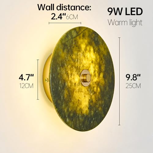 Aplique de pared con luz cálida antirreflejos de alabastro redondo 7