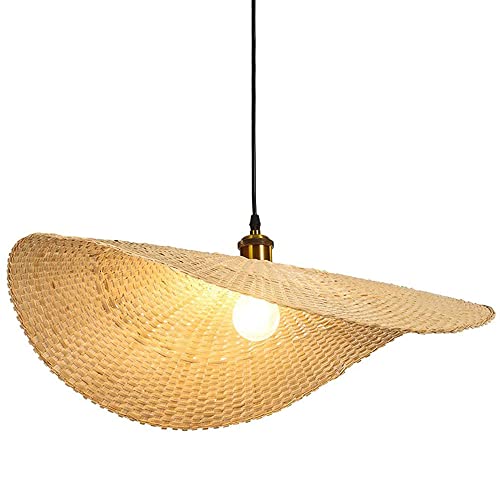 Lámpara colgante de bambú sombrero de paja rústica para comedor