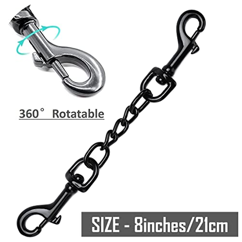 Deyace Metal Dog Collar Safety Clip, 2 Pack Heavy-Duty Backup For Prong Collar, Dog Harness Collar Connector 8Inch/10Inch (8-Inches, Black) #TOP2