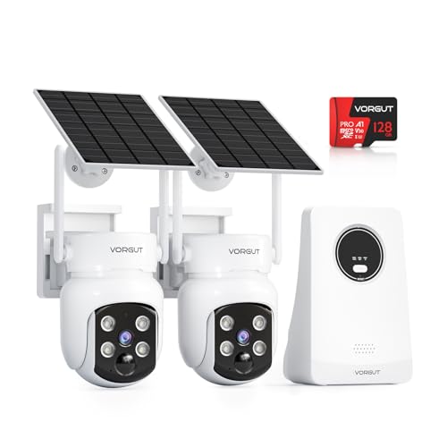 Image of Solar Security Cameras Wireless Outdoor, 4MP Solar Powered Home Security Camera System with 10CH NVR, 128G Local Recording, Color Night Vision, 2.4G & 5GHz WiFi, 360 Pan & Tilt, 2 Cam Kit