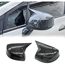 2Pcs Car OX Horn Side Rearview Mirror Exterior Cover Cap For Honda Civic 2012 2013 Carbon Fiber Black