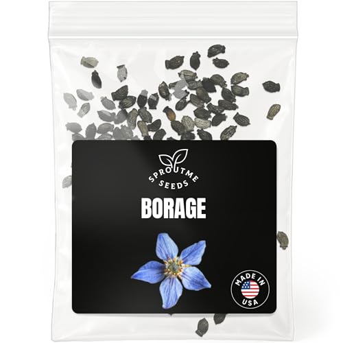 Borage Seeds for Planting – 100 Non-GMO Heirloom USA-Grown Edible Blue Flowers, Pollinator Friendly Companion Plant, High Germination (Borago officinalis)