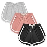 DiULi Sportshorts Mädchen, 3er Mädchen Active Shorts, Kurze Hose Kinder Gym Radlerhose Gilr's for Sommer (Schwarz/Grau/Rosa, 150 cm)
