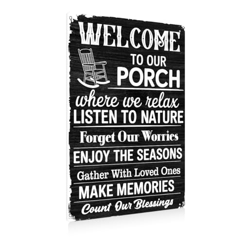 BEASTZHENG Porch Rules Metal Tin Sign Outdoor Iron Plaque Signs Wall Art Porch Rule Wall Decor Relax Take Naps Quotes Rustic Vintage Tin Iron Hanging Gift for Farmhouse Patio Garden Door Decoration