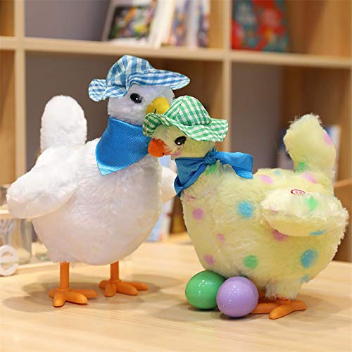 ZMN Electric Musical Plush Stuffed Animal Toy Gift for Kids-Hen Laying Eggs Toy-The Magic Chicken with 3 Eggs-Soft Body, Realistic Sound-Singing and Swinging-Laying Egg Chicken Toy (Yellow)