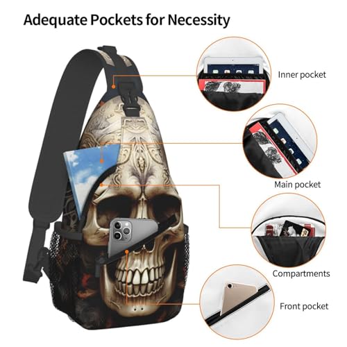 Bolso tipo Sling para hombres y mujeres con diseño de calaveras miniatura 3