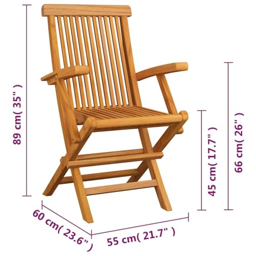 Chaises de jardin pliantes en teck massif extérieur résistantes - 3