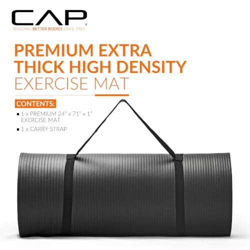 CAP Barbell 1-Inch High Density Exercise Yoga Mat with Strap | Multiple Colors - Image 3