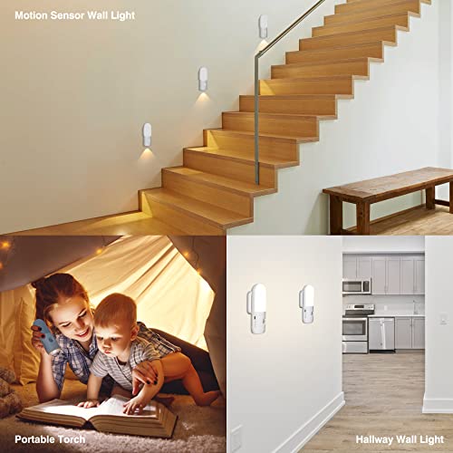 Xuolder Night Light With Motion Sensor And Dusk To Dawn Sensor,Hallway Night Light Led Rechargeable Closet Lights Wireless Stick-On,Battery Operated Adjustable Brightness Nightlight For Hallway,Stairs #TOP1